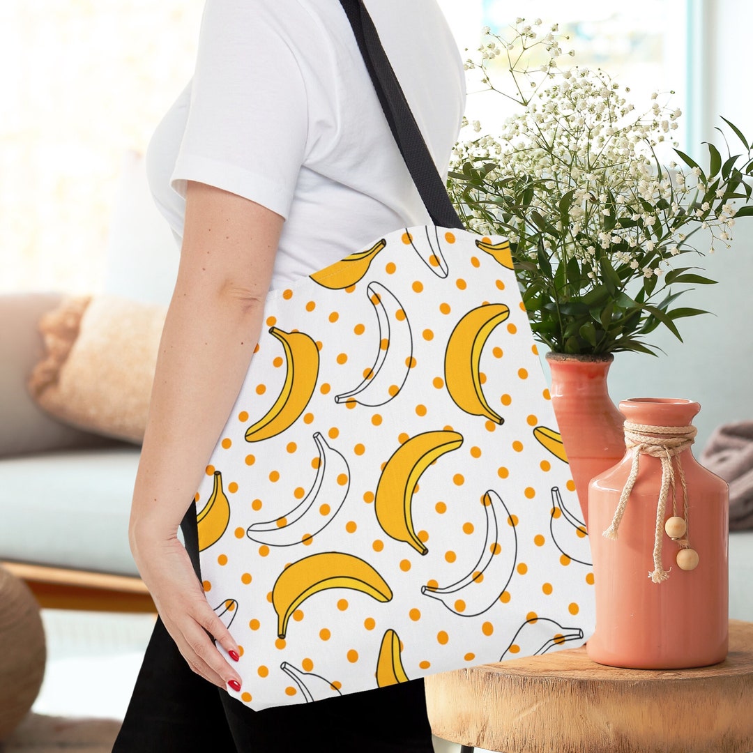 Banana Tote Bag, Fruit Bookbag Gift for Ladies, Girls Overnight
