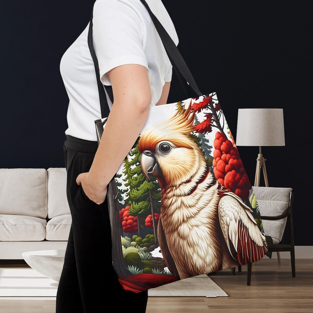 Cockatiel Bird Tote Bag, Birdwatcher Tropical Forest Wildlife Nature ...