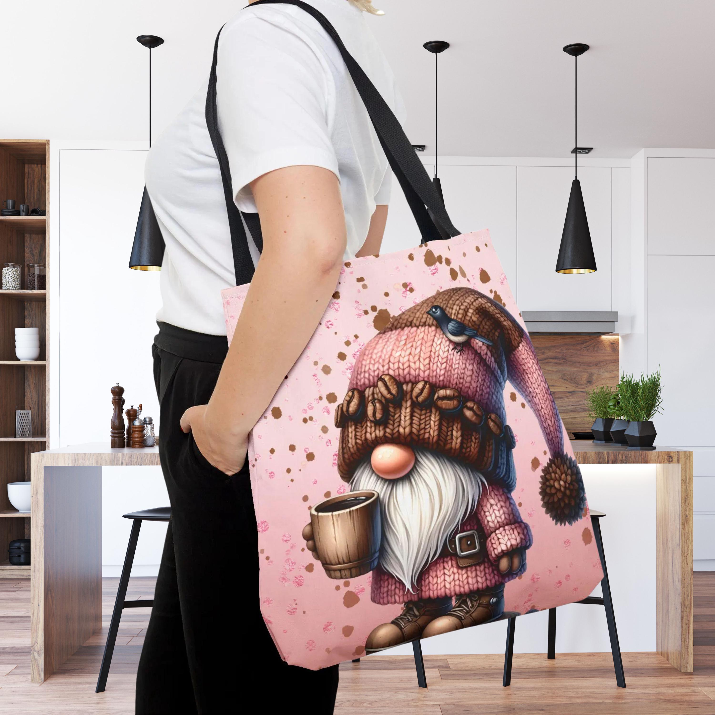 MASTERS GNOMEトートバッグと ポーチ Gnome Tote Bag, Coffee Lover Garden Gnome Bookbag Carryall Gift