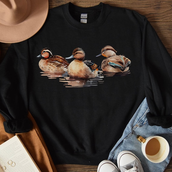 Wild Duck Sweatshirt, Mallard Duck Shirt, Bird Watcher Gift Idea, Duck Pound Gift for Dad, Women's Plus Size Clothing, Duck Hunter Gift Idea