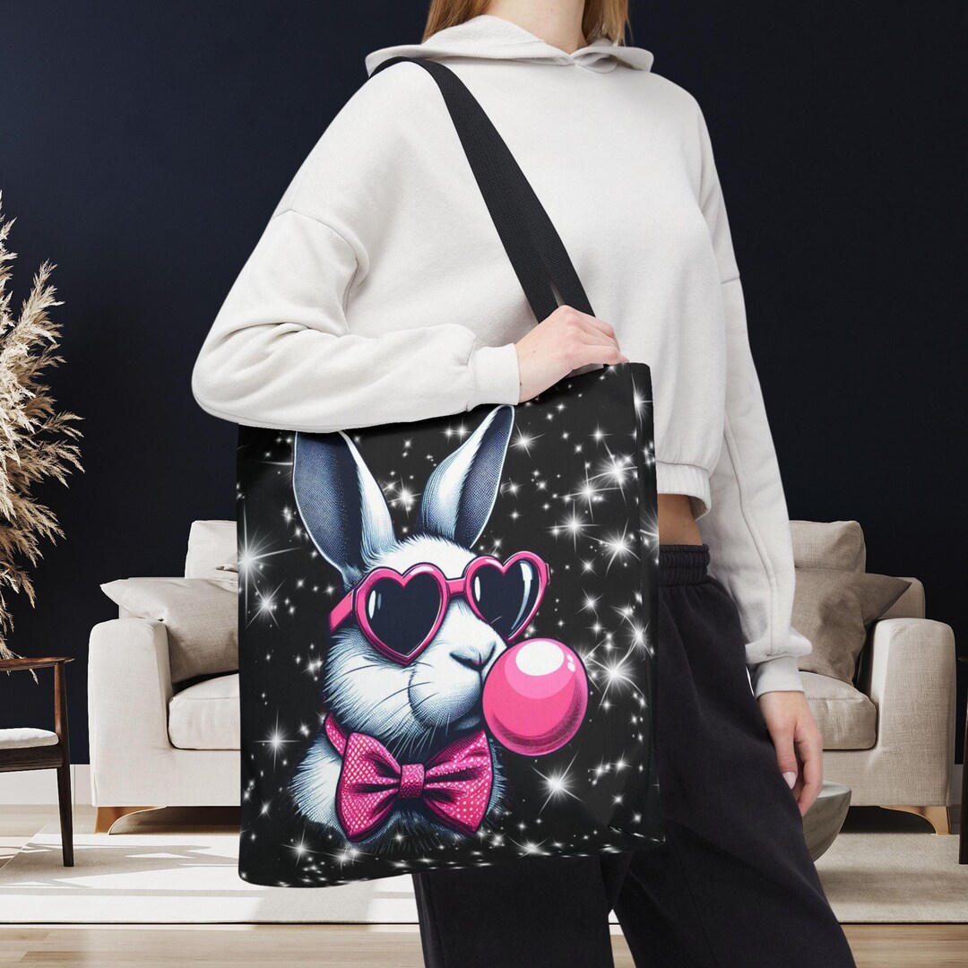 Pixie Rabbit Bag Bubblegum Bunny Rabbit Tote Bag, Cute White Hare Coquette Girly ...