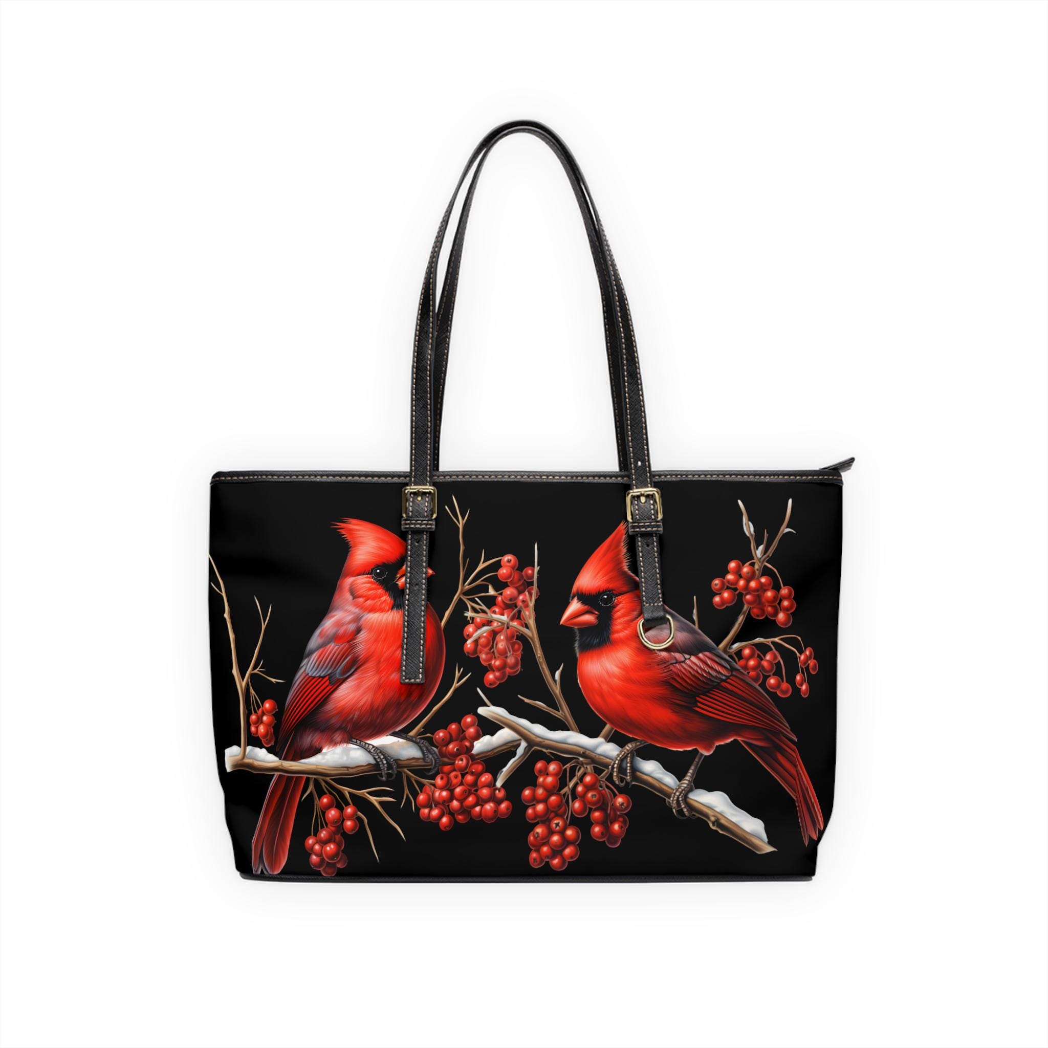 Cardinal Birds PU Leather Shoulder Bag | Red Cardinals on Branches