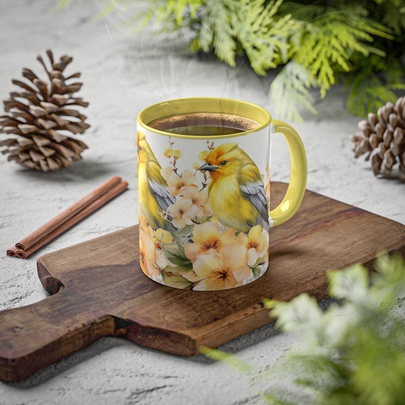 Yellow Floral Bird Mug, Canary Bird Primrose Flower Dinnerware, Botanical  Gardener Gift for Her Kitchen Home Decor Drinkware Coffee Mug Dish - Etsy