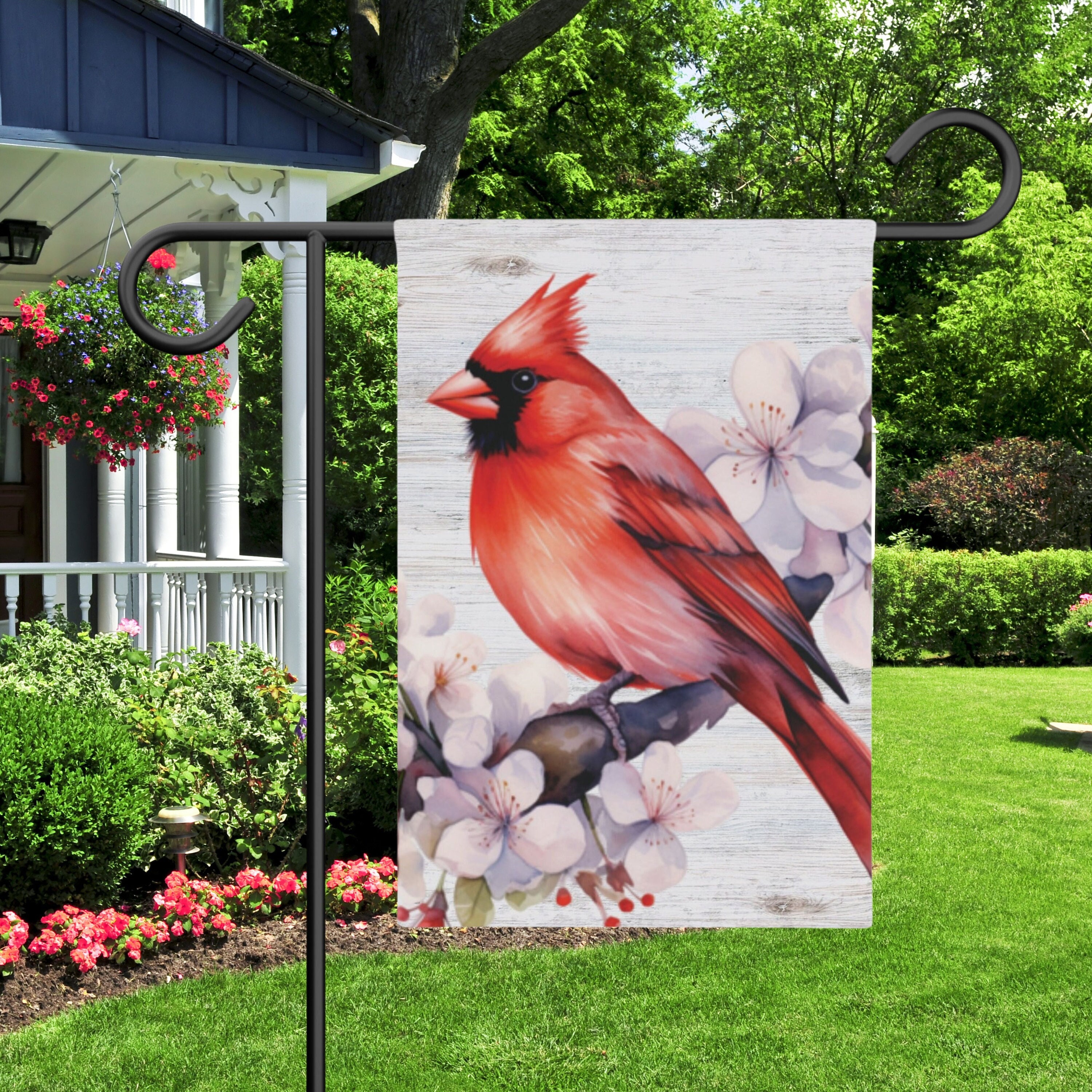 Patriotische Gartenflagge 4th Of July Mit Rotkehlchen & Blüten – Doppelseitig, 12x18 Zoll, Wetterfest Aus Polyester, Für Draußen