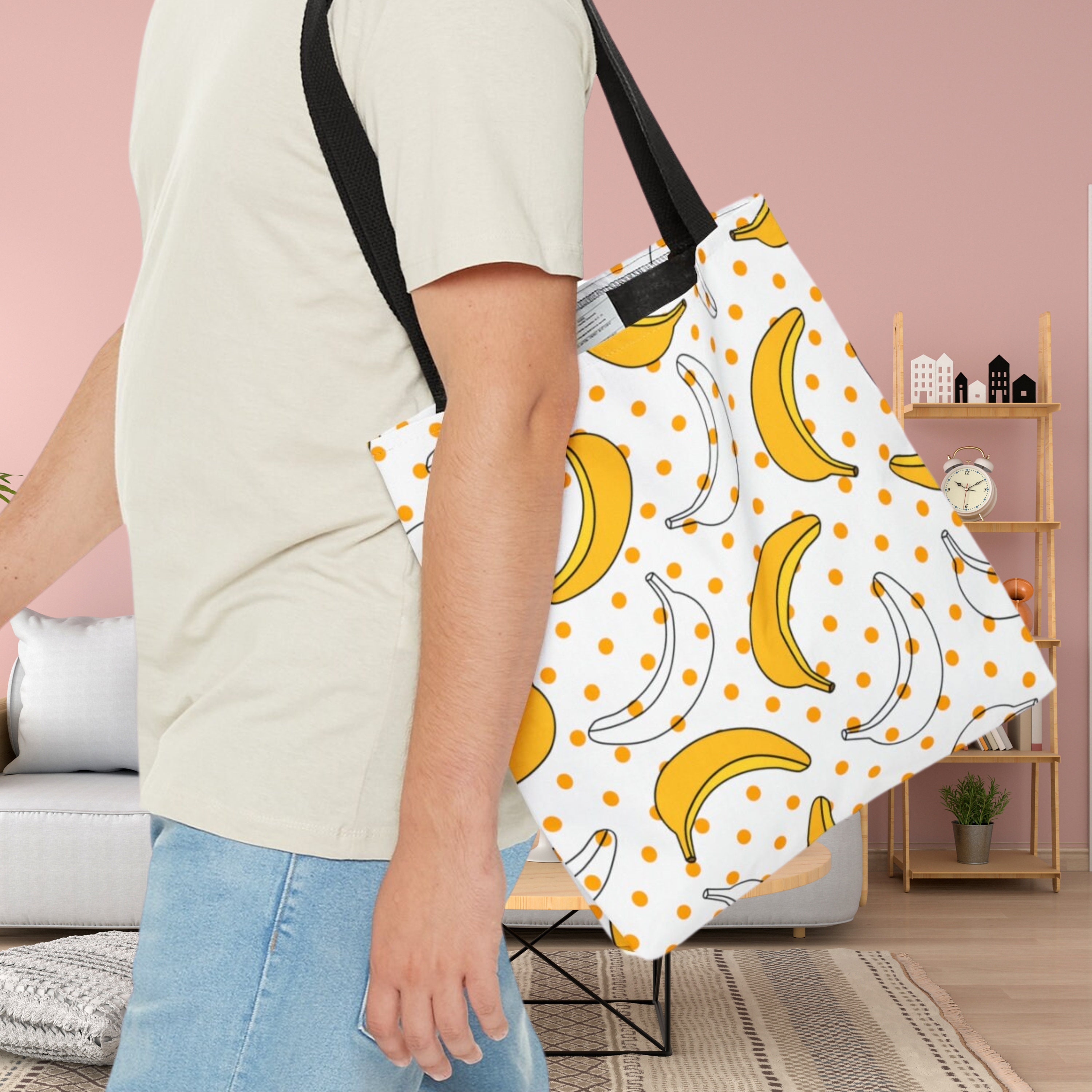 Banana Tote Bag, Fruit Bookbag Gift for Ladies, Girls Overnight 