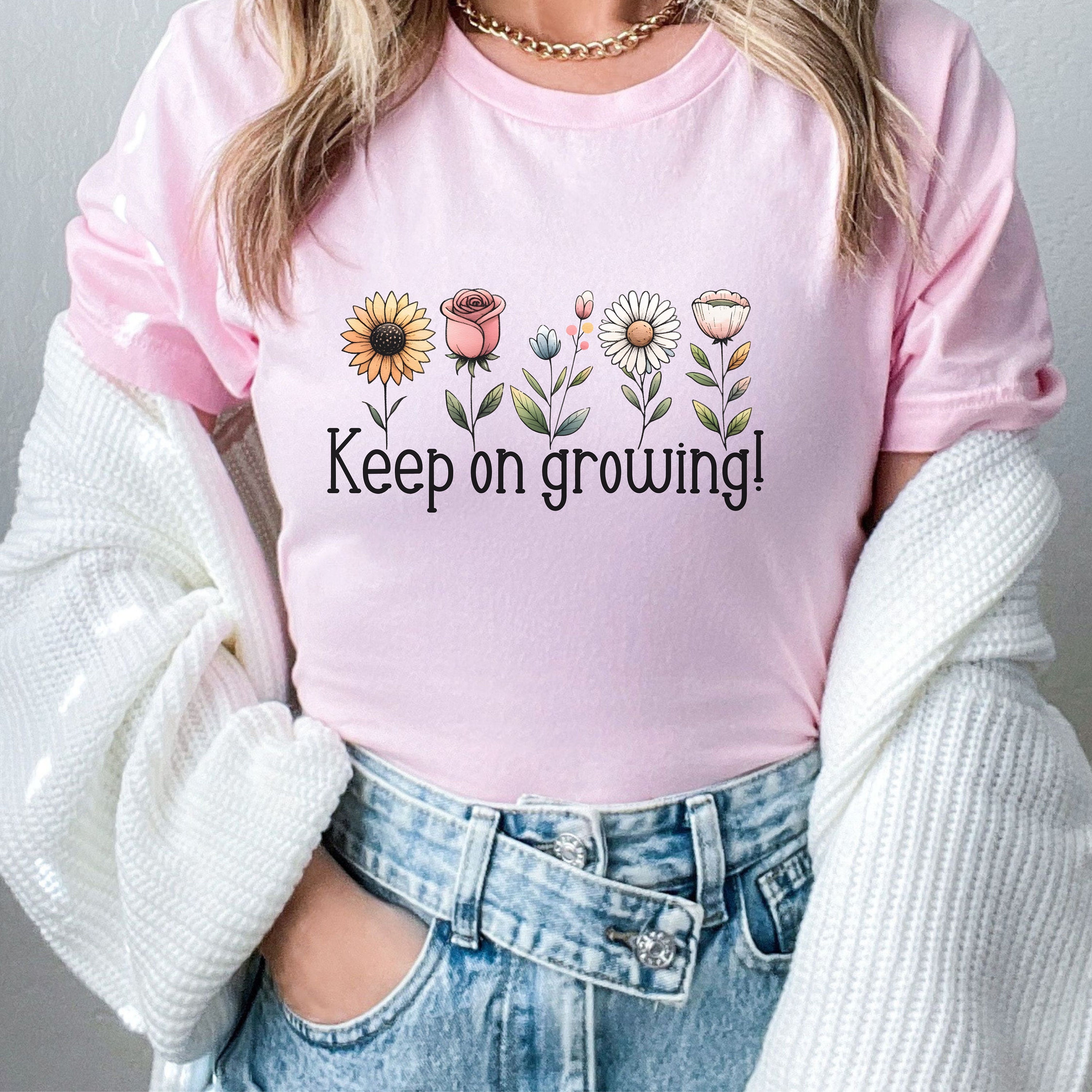 Shaped Knit Tee in Flower Garden