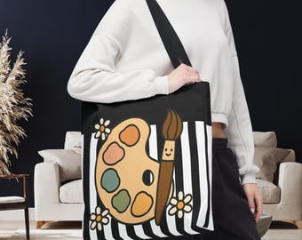 Art Supply Maler Einkaufstasche, Kunstlehrer Zurück zu Schularbeitstasche, niedliches Retro Künstler Reise-Accessoire, Geschenk für kreative Köpfe, Studententasche