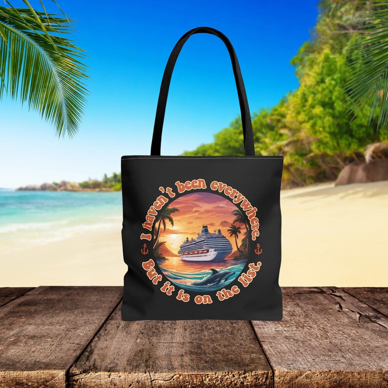 Cruise Ship Tote Bag, Love Cruising World Travel Bookbag, Sea Dauphin