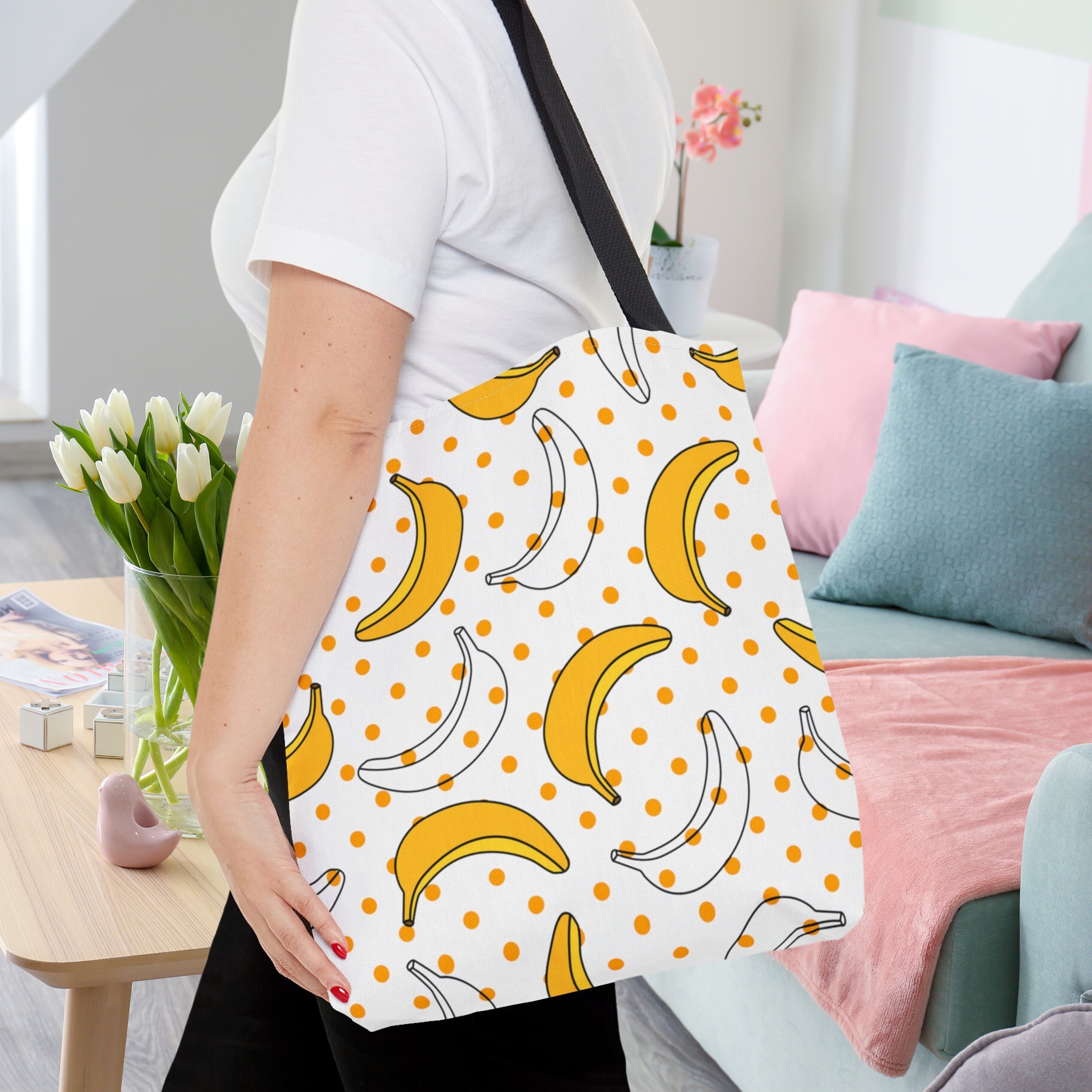 Banana Tote Bag, Fruit Bookbag Gift for Ladies, Girls Overnight