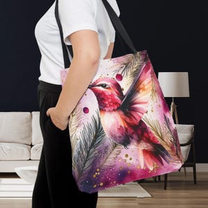 Pink Hummingbird Tote Bag, Bird Wildlife Animal Birdwatcher Travel ...