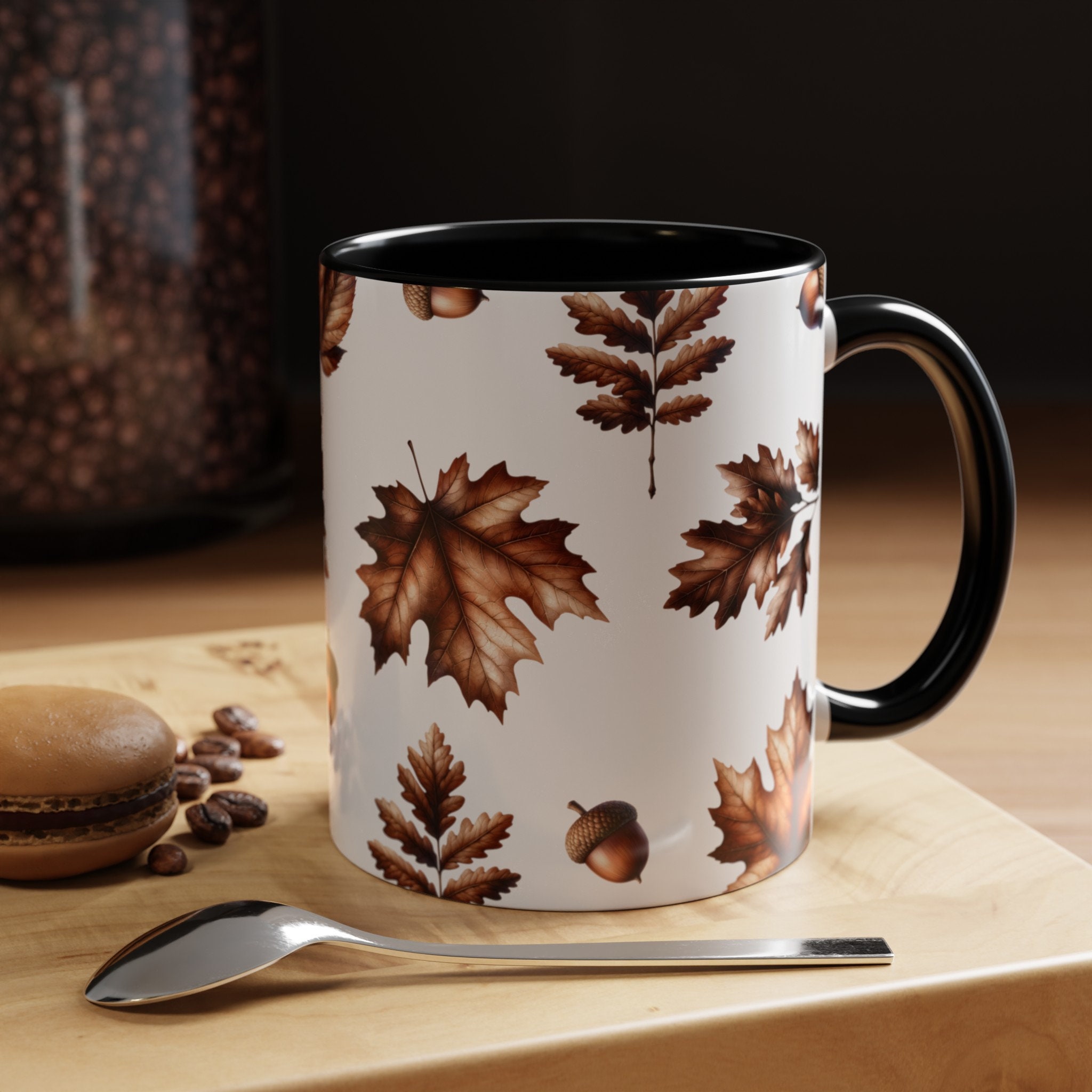 Falling Mug Empty Fall Foliage Falling Leaf Mug, Autumn Eggcorn Home Decor, Brown Maple ...