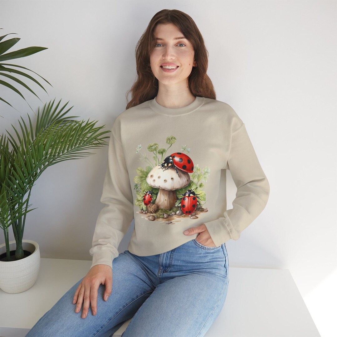 Mushroom Cottagecore Ladybug Sweatshirt, Cottage Core Garen Vintage ...