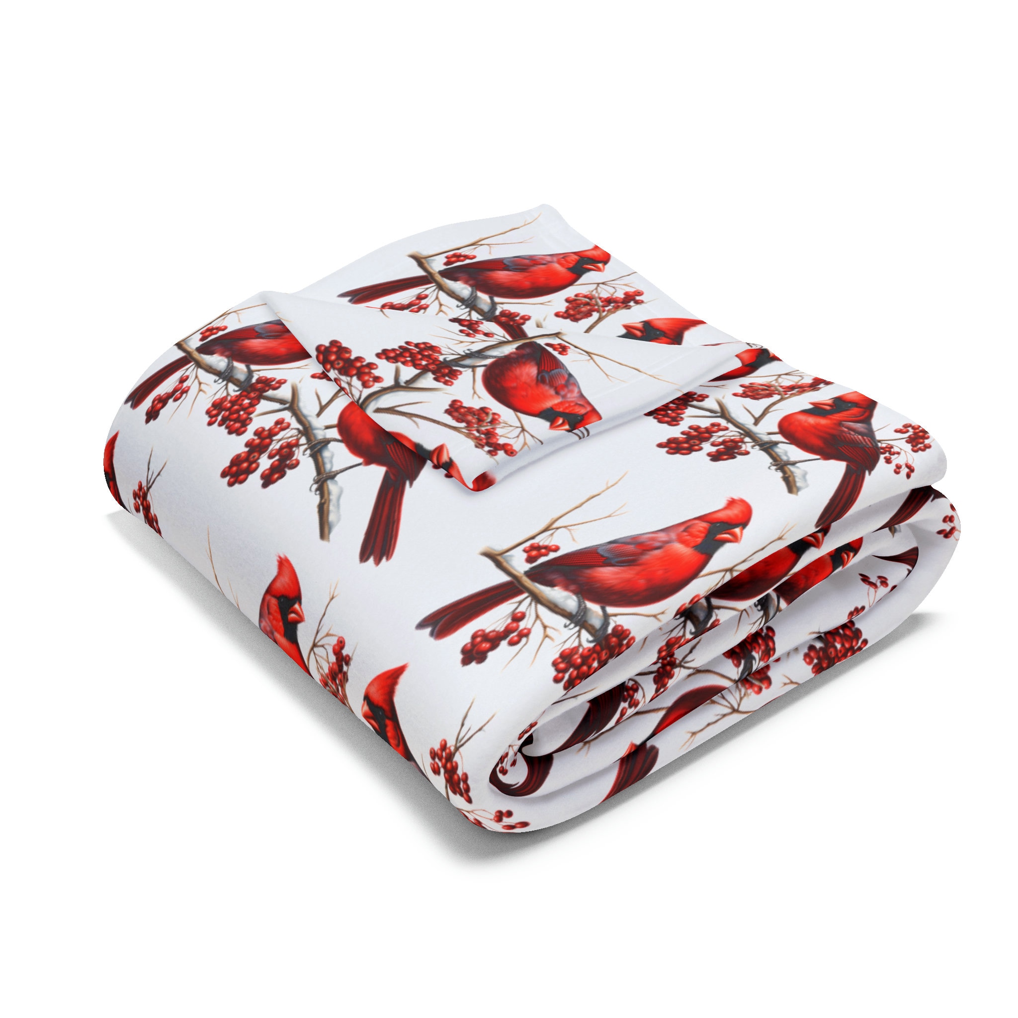 Cardinal Bird Fleece Blanket, Cardinal Bird Home Decor, Bird Watcher Bedroom Throw, Gift for