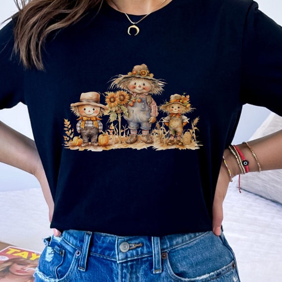 Autumn Fall Scarecrow T-Shirt, Fall Shirt for Woman, Sunflower Fall Farm Shirt, Country Fall Farm Tee, Love Fall Tshirt, Pumpkin Harvest Top
