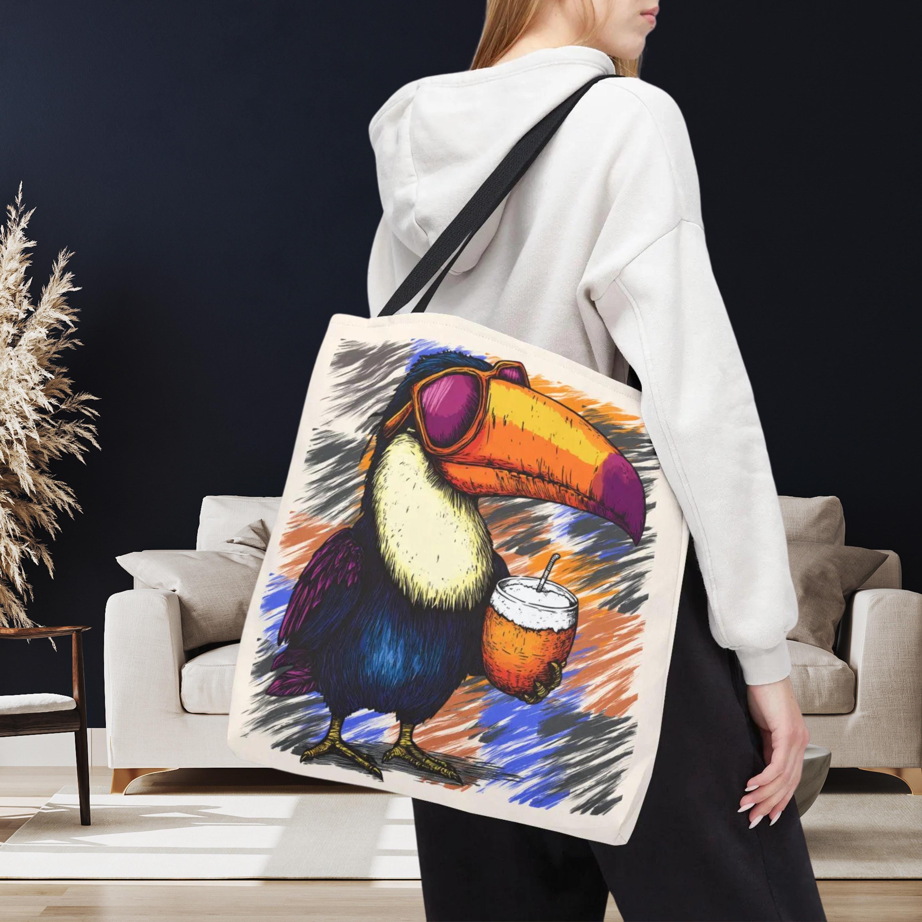 Candie\'s Women\'s Canvas Backpack Bucket Handbag Tropical Toucan Birds Tropical Birds Backpack Toucan And Leaf Print Camping  main image 2