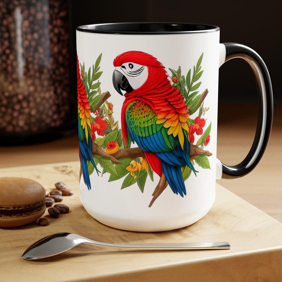 Picture of Macaw Parrot Bird Mug, Colorful Tropical Dinnerware Home Decor Gift ...