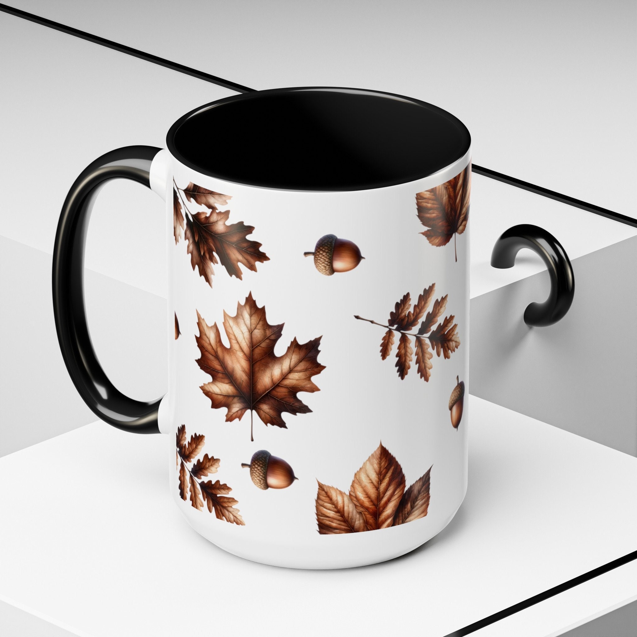 Falling Mug Empty Fall Foliage Falling Leaf Mug, Autumn Eggcorn Home Decor, Brown Maple ...