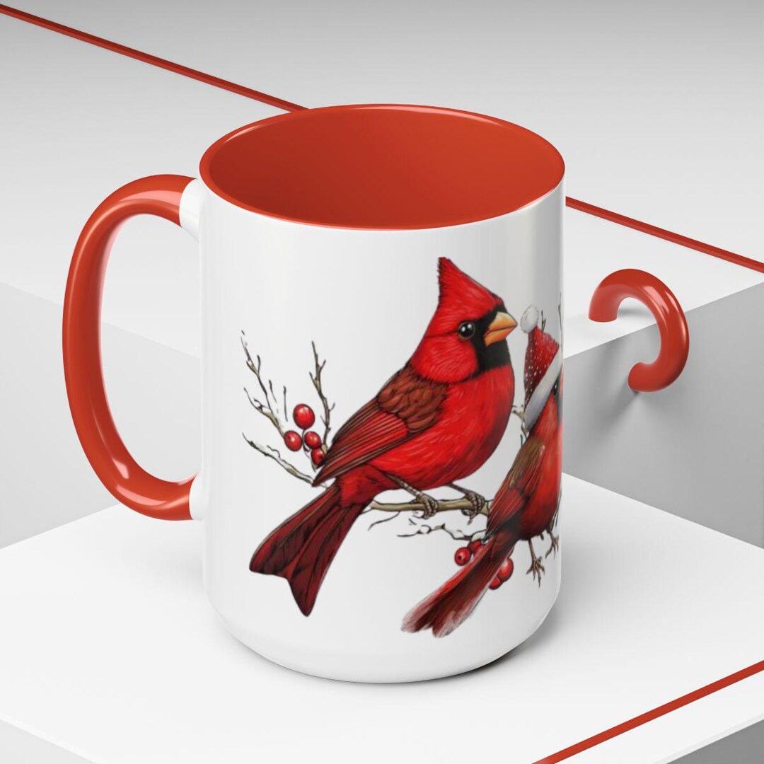 Cardinal Christmas Coffee Mug, Red Bird Santa Holiday Cup, Winter ...