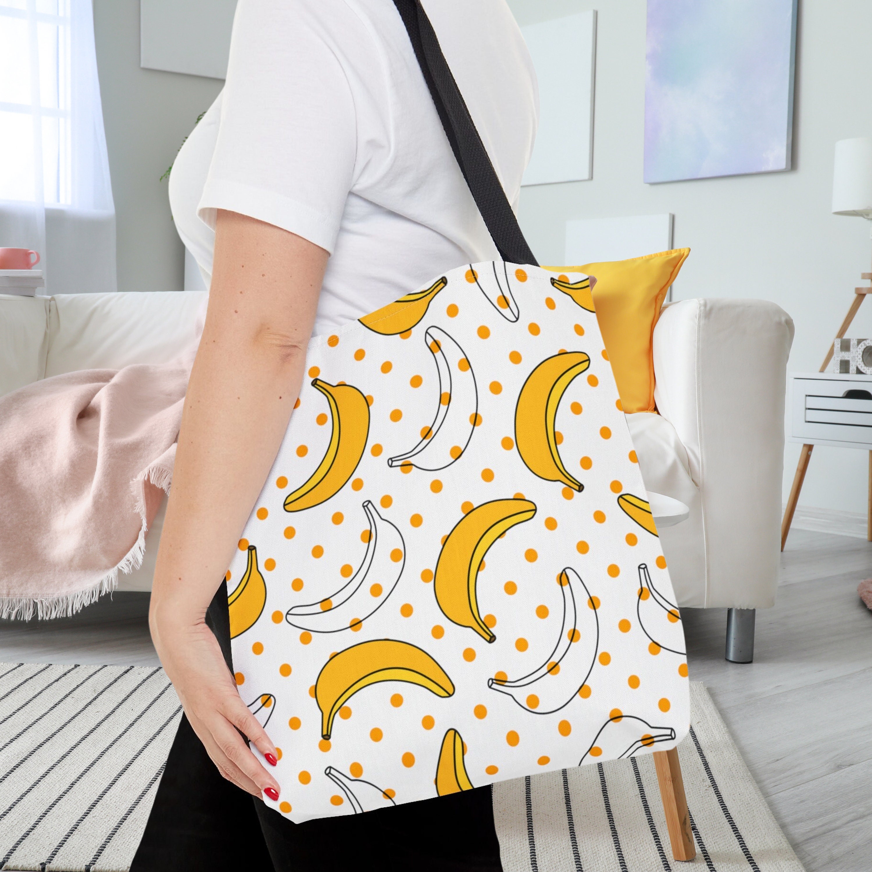Banana Tote Bag, Fruit Bookbag Gift for Ladies, Girls Overnight