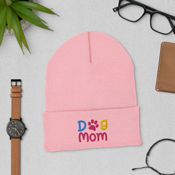 Embroidered Dog Mom Cuffed Beanie | Dog Mom | Gift For Her | Pet Owner Gift | Dog Lover Gift | Dog Owners Gift | Pet Owner Beanie