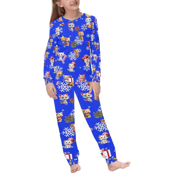 Kid s Kitten Pajama Set Kittens Christmas Gift for Kids Cat Lover Gift Cat Mom Christmas Pjs Etsy