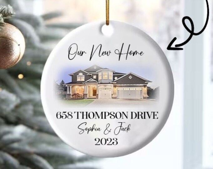 Personalized New Home Photo Ornament, Custom House Address Ornament, Housewarming Gift, Realtor Client Gift, Couples Home Ornament 2023