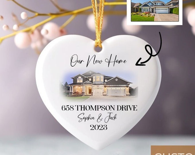 Personalized New Home Photo Ornament, Custom House Address Ornament, Housewarming Gift, Realtor Client Gift, Couples Home Ornament 2023