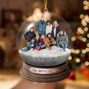 Personalized Family,Sisters,Friends,Pets In Christmas Snowball Acrylic Ornament, Custom Photo Family Ornament, Christmas With Family