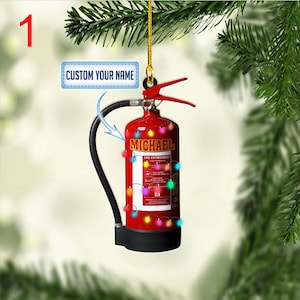 Personalized Fire Extinguishers Christmas Ornament, Custom Name Ornament, Firefighter Hanging Decor, Fireman Ornament Gift, Christmas Gift