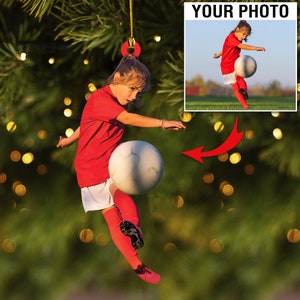 Personalized Soccer Player Ornament, Custom Photo Soccer Ornament, Gift For Soccer Lover, Soccer Christmas Ornament, Soccer Player Team Gift