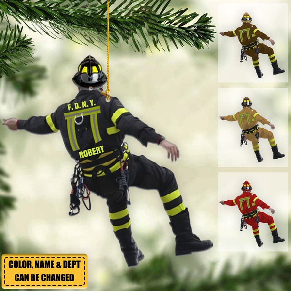 Personalisierte Feuerwehrmann Weihnachten Acryl Ornament, Weihnachtsgeschenk für Feuerwehrmann, Feuerwehr Abteilung Ornament, Custom Feuerwehrmann