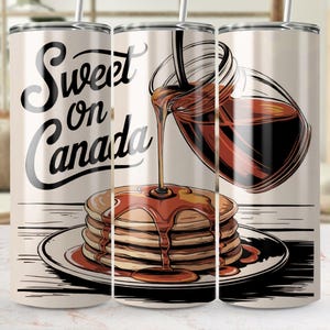 Sweet on Canada Tumbler Wrap | Maple Syrup Sublimation PNG | 20oz Skinny Tumbler Wrap | Vintage Canadian Breakfast Design | Commercial Use
