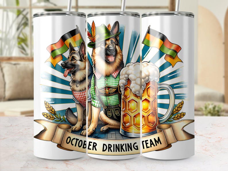 October Beer dog tumbler wrap for 20 oz skinny tumbler, October Beer Festival PNG, Digital Download, German beer festival Bild 2