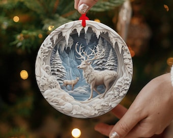 3D Buck Christmas - Winter Round Sublimation Design | Digital Download | Commercial Use