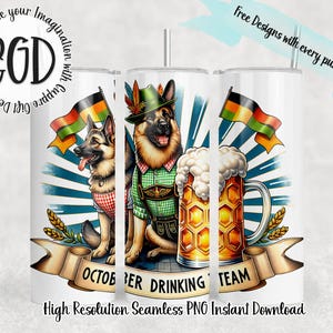 October Beer dog tumbler wrap for 20 oz skinny tumbler, October Beer Festival PNG, Digital Download, German beer festival Bild 1