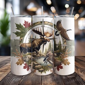 Sublimation Tumbler Wrap: Moose and Goose - Fall Nature Design