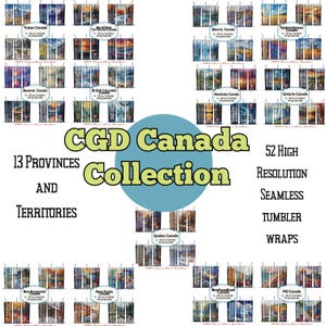 Canada Provinces Tumbler Wrap Bundle: Seamless Canadian Map Designs (PNG Set)