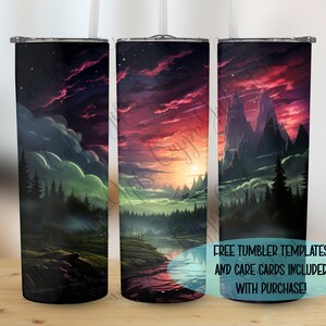 Nature Sunset 20oz Sublimation Tumbler Designs, 9.2 x 8.3” PNG,  Straight Skinny Tumbler Wrap PNG, Sublimation Design PNG,