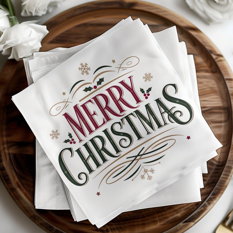 Kitchen Towel Design: Merry Christmas Holiday Typography (PNG Digital) image 4