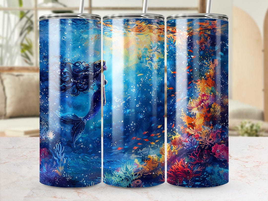 Mermaid Tumbler Wrap: Ocean Fantasy Sublimation Design PNG - Etsy