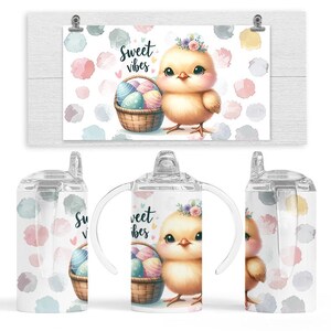 Sweet  Easter Chick 2-in-1 Kids Tumbler and Sippy Cup | Adorable Chick Sublimation Design | 12 oz Tumbler with Handle and Straw