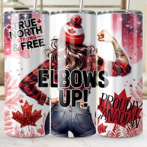 Proud Canadian Tumbler Wrap | Bow Up Canada 20oz Sublimation PNG | True North Strong & Free Tumbler Design | Flannel Girl Maple Leaf Wrap