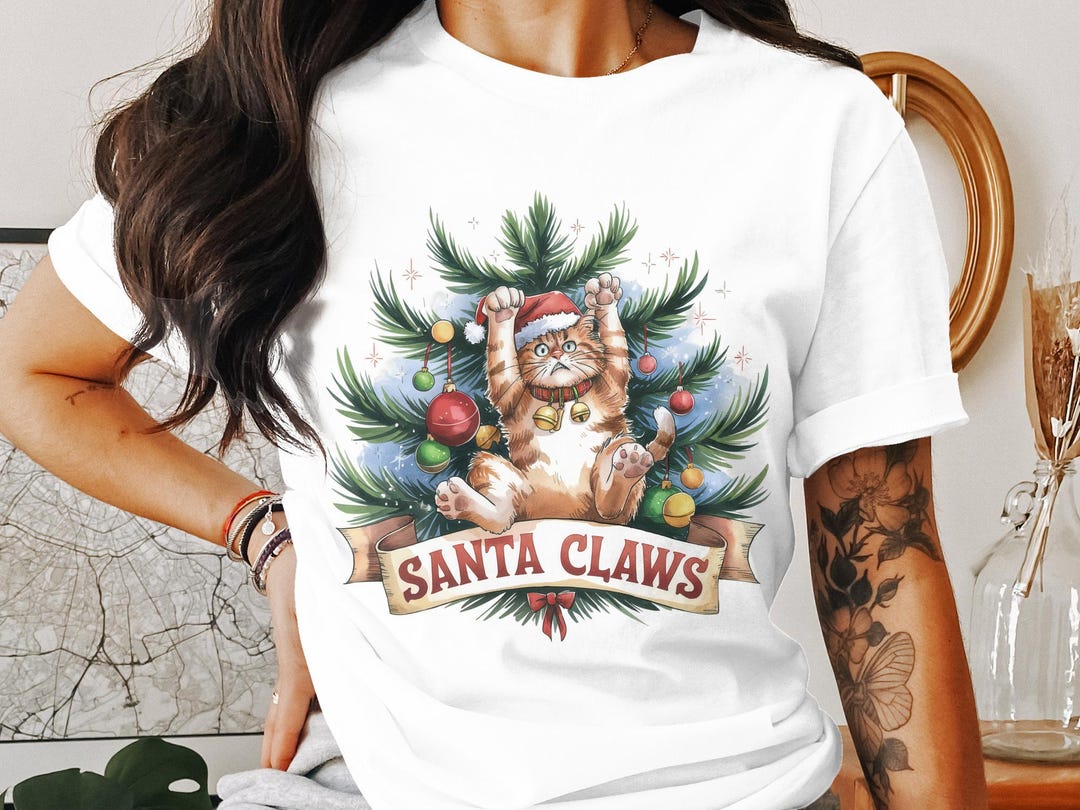 Santa Claws Cat PNG: Funny Christmas Kitty Sublimation Design - Etsy