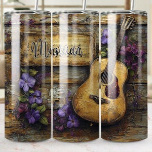 Musician Tumbler Wrap | 20 oz Skinny Sublimation Design | Digital Download PNG | Free Mockup and Designs, Commercial Use | Gift for musician