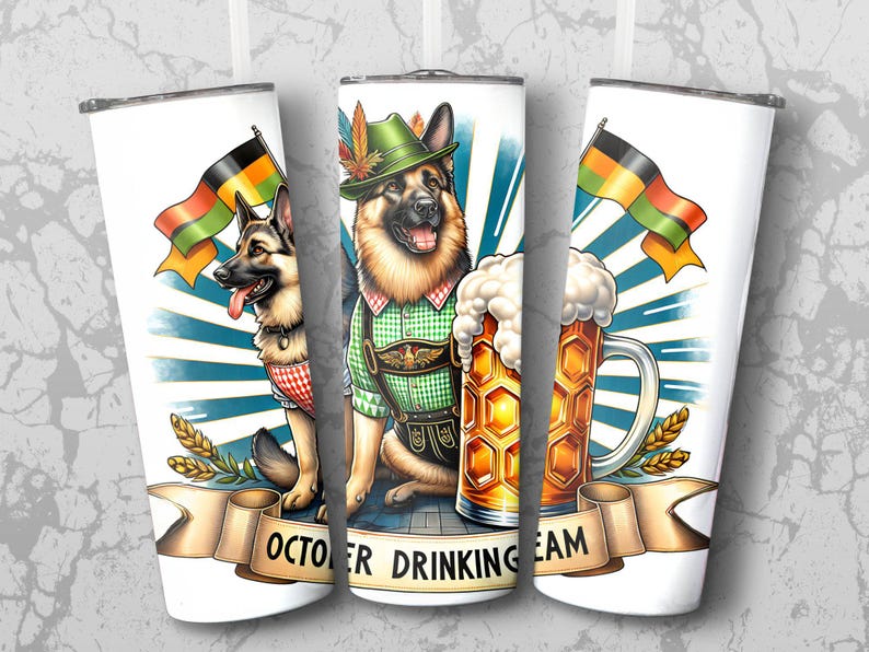 October Beer dog tumbler wrap for 20 oz skinny tumbler, October Beer Festival PNG, Digital Download, German beer festival Bild 8