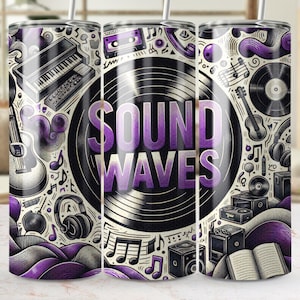 Sound Waves Tumbler Wrap: Musician DJ Design (Digital Download)
