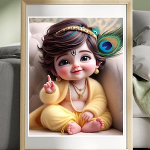 Niedliches Baby Krishna Foto Laddu Gopal Hare Krishna | Hohe Qualität | Jpeg| Png | SVG | Druck | Schenken |Wanddeko| Schwangerschaft | Plakatrahmen
