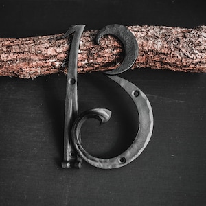 10&#39;&#39; Modern House Numbers Hand Made in USA.  forged iron numbers address sign.