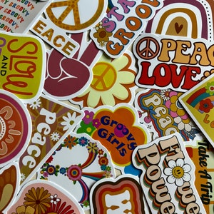 Mixed Colors 50 Sticker Pack Hippie Love Peace Blumen Flower Freedom Aufkleber für Skateboard Laptop Tablet Auto Gitarre image 6