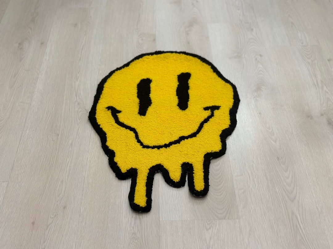 Smiley Face Rug Handmade Rug Drippy Smile Rug Tufted Smile - Etsy